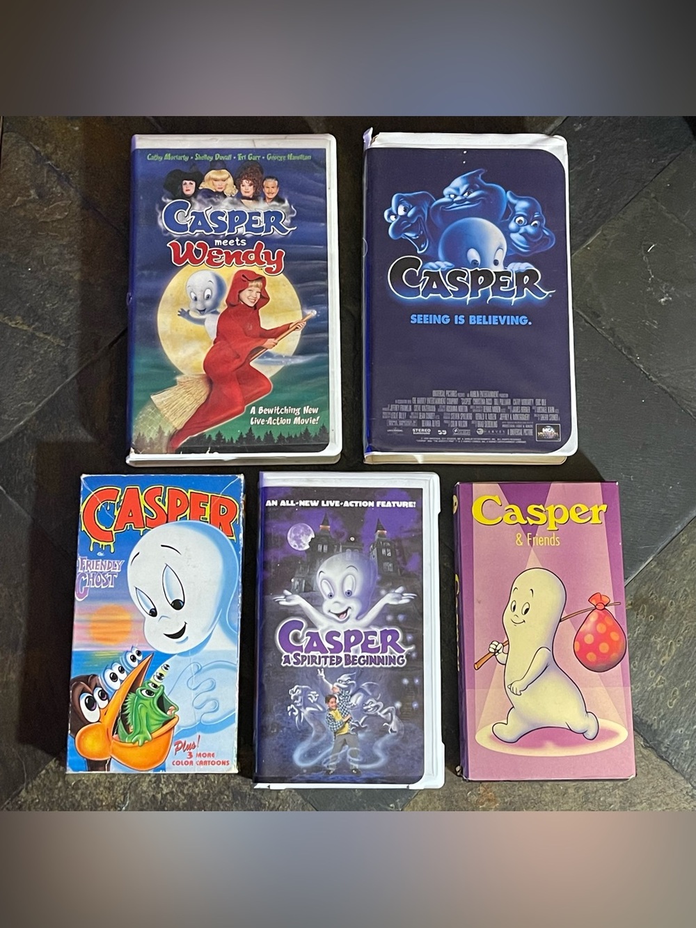 Vintage Casper The Friendly Ghost VHS Lot of 5 Tapes 1990s Halloween Cartoons